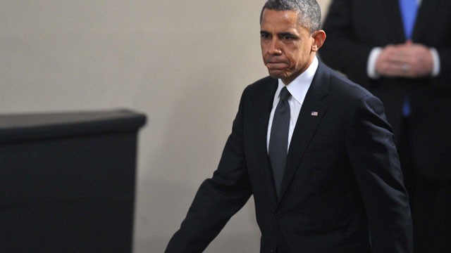 PHOTO: US President Barack Obama arrives at a memorial service for the victims of the Sandy Hook Elementary School shooting on December 16, 2012 in Newtown, Connecticut.