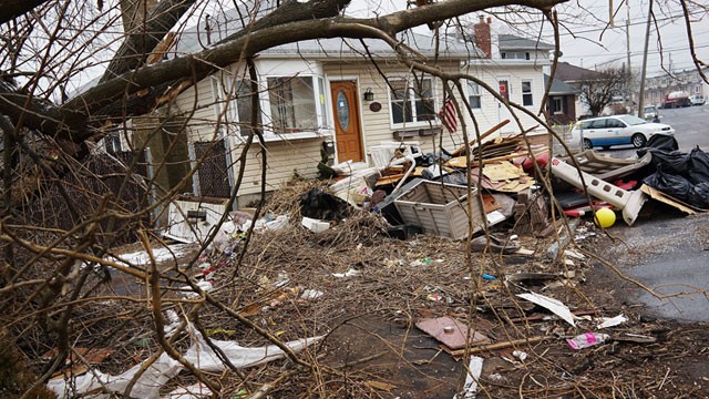 PHOTO: A destroyed home is viewed in the Oakwood Beach neighborhood in Staten Island, Feb. 5, 2013, in New York City.