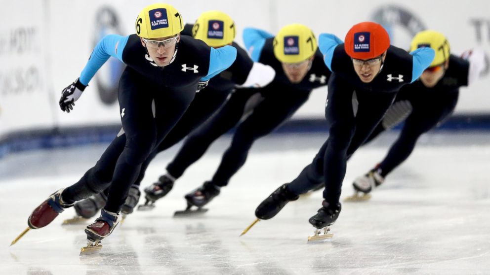PHOTO: Th mens 1,000 meter final during the U.S. Olympic Short Track Trials at the Utah Olympic Oval on January 5, 2014 in Salt Lake City, Utah.