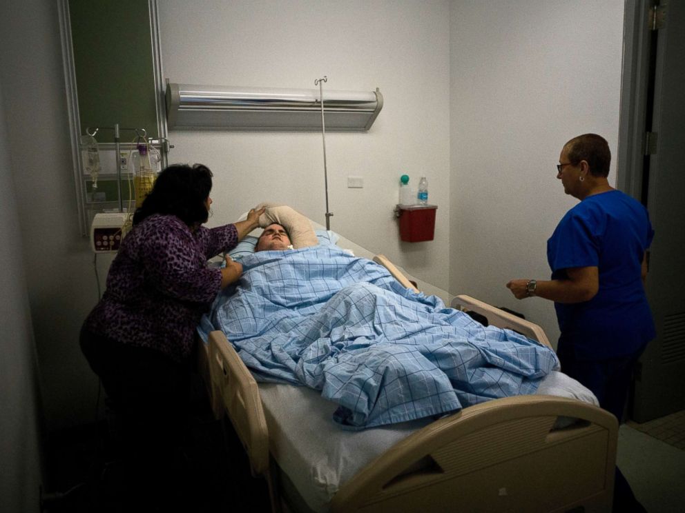PHOTO: Damaris Torres watches over son Manuel Alejandro Olivencia at the hospital in, Cantano, Puerto Rico, Sept. 28, 2017.