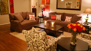 PHOTO The Usrys living room after an American-made makeover. Couches were manufactured by Lee Industries and art on the walls was provided