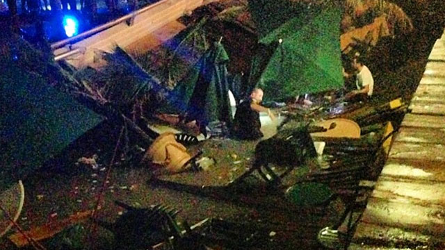 PHOTO: A pier attached to the Shuckers Bar And Grill in North Bay Village, Fla., collapsed Thursday, June 13, 2013, sending people into the water.