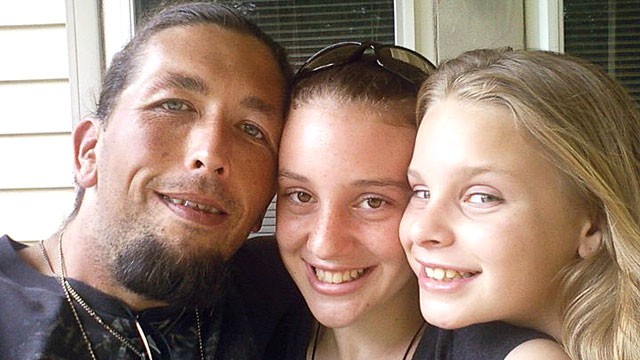 PHOTO: Adam Mayes, left, is wanted in connection with the disappearance of Adrienne, center, and Alexandria Bain, along with their sister Kyliyah and mother Jo Ann (not pictured).
