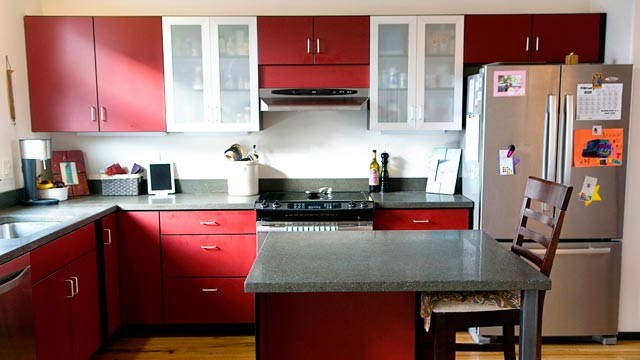 PHOTO: This is the finished kitchen from the American-made home that Anders Lewendal built in Bozeman, Mont. He started the house in October 2011 using only U.S.-made products.
