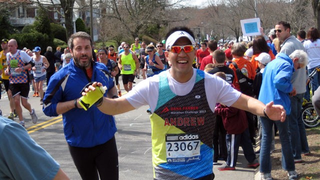 PHOTO: Andrew Quan was one of the 5,742 runners who were sidelined when bombs exploded at the Boston Marathon finish line.