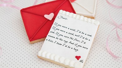 PHOTO: Seen here is BB Sweets love letter cookie card, a 'Made in America' gift for Valentine's Day.