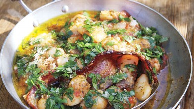 PHOTO: Bacon butter beans recipe excerpted from Charred & Scruffed by Adam Perry Lang.