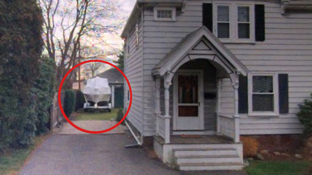 PHOTO: An image pulled from Bing Maps shows a boat behind a home in Watertown, Mass., where a suspect in the Boston Marathon bombing, Dzhokhar Tsaranev, is believed to have hidden after a manhunt in Boston on April 19, 2013.