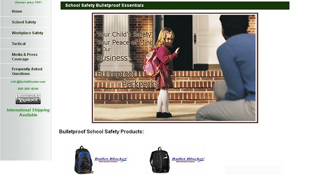 PHOTO: BulletBlocker sells bullet proof backpacks and body armor for kids.