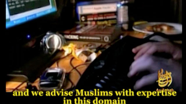 PHOTO: In this screenshot obtained by the FBI, an Al Qaeda video calls upon the ?covert Mujahidin? to commit ?electronic jihad?.