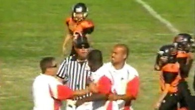 PHOTO: A California father ran onto the field of his son's youth football game after he believed the referee had been too rough with his child.