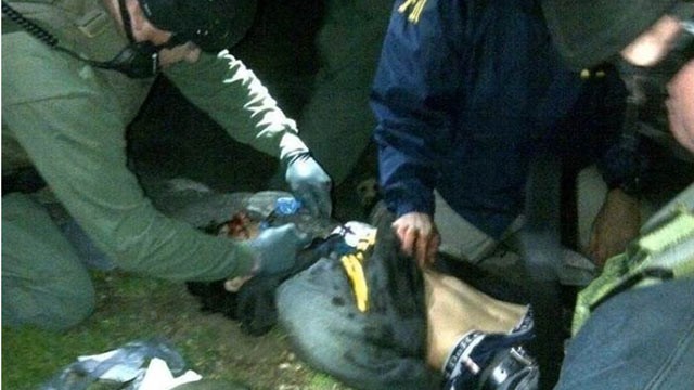 PHOTO: Dzhokhar Tsarnaev is seen being arrested in Watertown, Mass., on April 19, 2013, in connection to the Boston Marathon bombings on April 15, 2013.