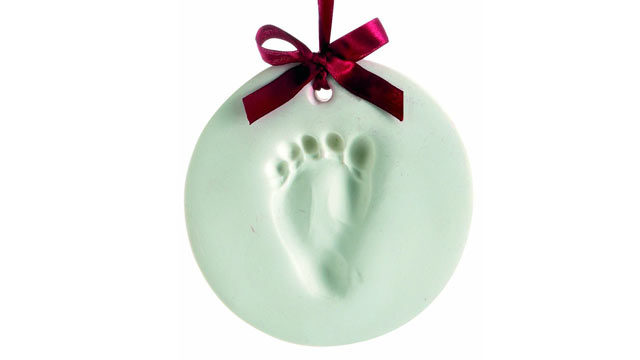 PHOTO: Baby foot print ornament.
