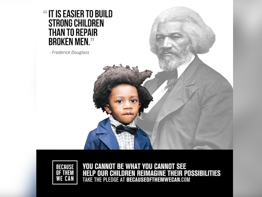PHOTO: Photographer Eunique Jones Gibson founded the Because of Them We Can photo campaign that shows little kids with their heroes and role models for black history month.