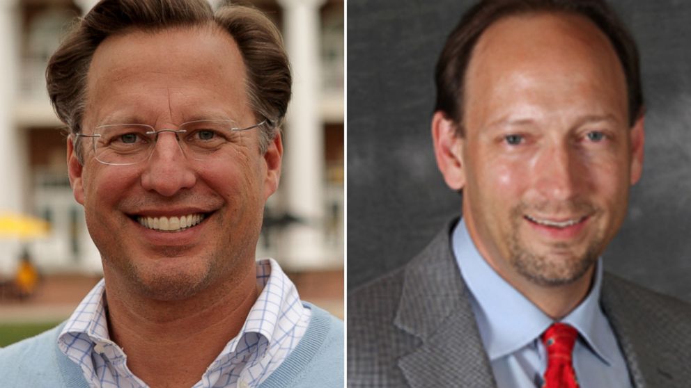 PHOTO: David Brat, seen left in this April 26, 2014 file photo taken in Ashland Va., and Jack Trammell, seen right in this undated photo posted on his campaign website.