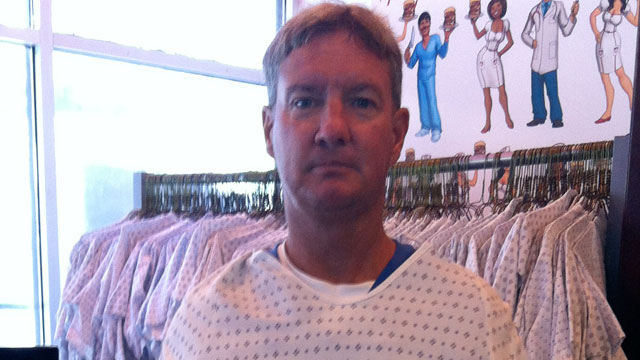 PHOTO: John Allemans "Patient John" caricature that adorns the Heart Attack Grills menu and merchandise.
