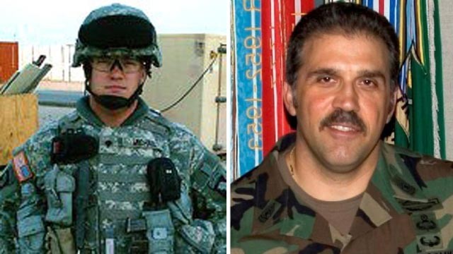 PHOTO: Sgt. Joshua Michael, left, and Sgt. Major Lawrence Boivin were killed after a trailer carrying wounded veterans in a parade was struck by a train in Midland, Texas, Nov. 15, 2012.