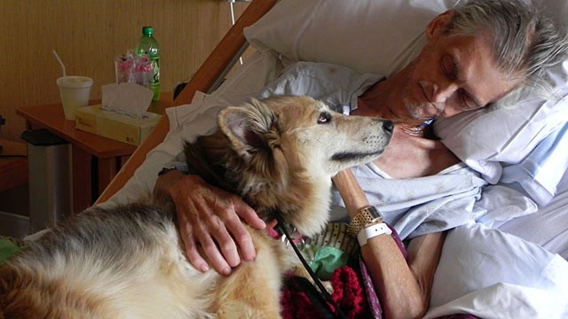 PHOTO: After being admitted to a hospice, Kevin McClains main worry was not for himself, but his dog Yurt.