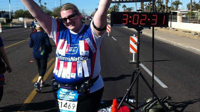 PHOTO: The day after running a half marathon, Laura Smith was refused a massage because of her weight.