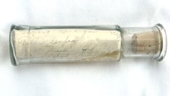 PHOTO: Dave Leander, owner of the Great Lakes Divecenter in Shelby Township, Mich., found this message in a bottle in June 2012 and it will be reunited with descendants of one of the women who wrote the note in July 2013.