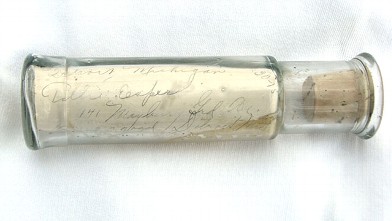 PHOTO: Dave Leander, owner of the Great Lakes Divecenter in Shelby Township, Mich., found this message in a bottle in June 2012 and it will be reunited with descendants of one of the women who wrote the note in July 2013.