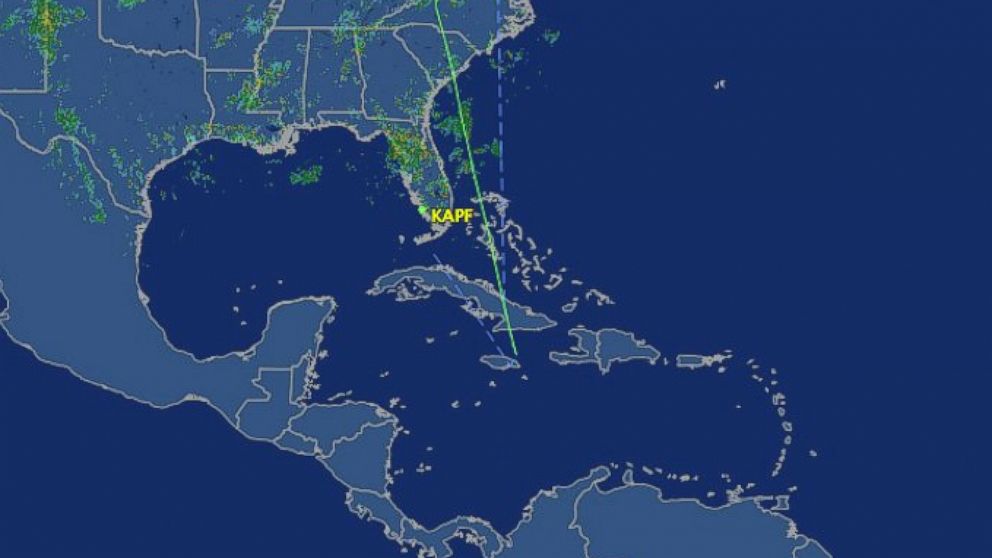 PHOTO: The Flight Aware radar map showing the path of an unresponsive plane, Sept. 15, 2014. 