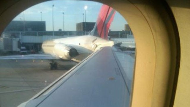 PHOTO: Two planes collided as one was pushing back at the time at Chicago OHare Airport Friday.
