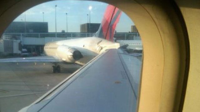 PHOTO: Two planes collided as one was pushing back at the time at Chicago OHare Airport Friday.