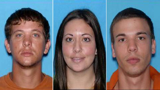 PHOTO: Ryan Edward Dougherty, 21, Lee Grace E. Dougherty, 29, and Dylan Dougherty Stanley, 26, are on the run after robbing a bank in Georgia, and shooting at a police officer in Zephyrhills, Fla.