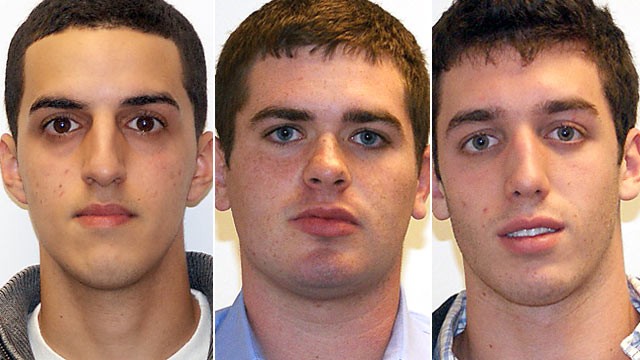 PHOTO: George Trane, 19, Joshua Chefec, 20, and Adam Justin, 19, turned themselves in to investigators on Long Island to face felony charges that they posed as students and took the SAT for others in exchange for money.