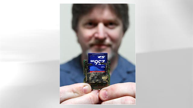 PHOTO: Peter Govaars found this SD card from a digital camera on Hidden Beach in Aptos after a March storm. He was able to recover photos taken in June 2007 and hopes that, by getting the word out, he will be able to return the card to the photographer wh