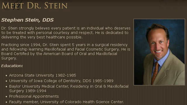 PHOTO: A screen grab from Dr. Stephen Steins former dental practice website.