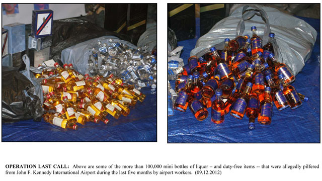 PHOTO: 18 people have been charged in the theft of mini bottles of alcohol and duty-free merchandise from JFK Airport.
