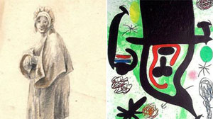 Dutch Woman by Vincent Van Gogh and a painting by Miro