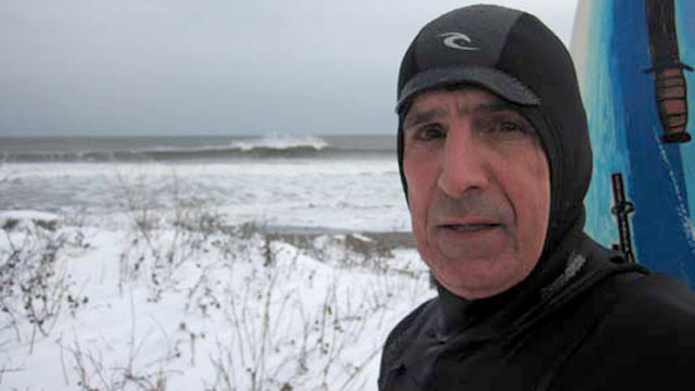 PHOTO:Â Ralph Fatello surfing in the snow.