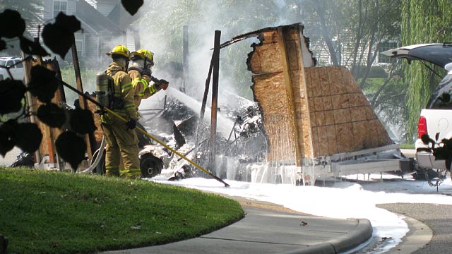 PHOTO:Â A Chicago man had set the trailer full of his belongings on fire, then decapitated himself in front of police and firemen in Yorktown, Va.