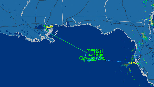 PHOTO: Map showing flight path of unresponsive plane
