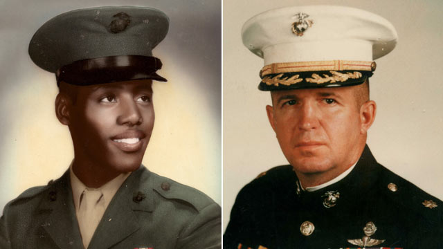 PHOTO: Marine and Vietnam Vet Cpl. Arthur Phillips, left, and Lt. Col James Volkmar, right.