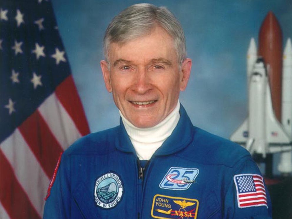 PHOTO: This file photo taken on May 12, 2009 shows U.S. astronaut John Watts Young who walked on the Moon on April 21, 1972 during the Apollo 16 mission.