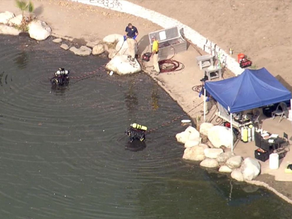 PHOTO: FBI dive teams search Seccombe Lake Park in San Bernardino, Calif. on Dec. 10, 2015 in connection to a mass shooting in San Bernardino earlier in the month.