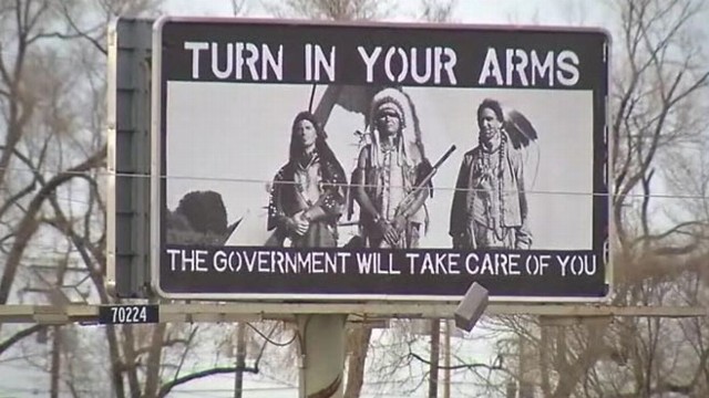 VIDEO: Controversial sign in Colorado reads, "Turn in your arms. The government will take care of you."
