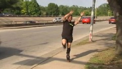 VIDEO: Juan Carlos, known as the "dancing rollerblader," has been amusing locals for 15 years.