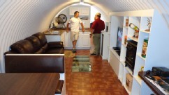 PHOTO: This Ron Hubbard designed shelter contains a luxurious living area complete with leather sofa, plasma TV and wood flooring in Montebello, Calif.