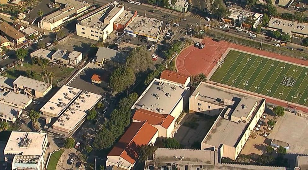 PHOTO: Two teenagers were shot and injured at Sal Castro Middle School in Los Angeles, Calif., Feb. 1, 2018.