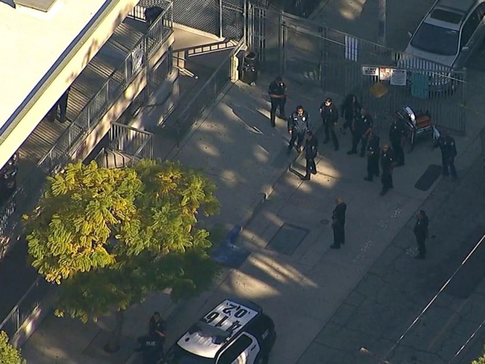 PHOTO: Two teenagers were shot and injured at Sal Castro Middle School in Los Angeles, Calif., Feb. 1, 2018.