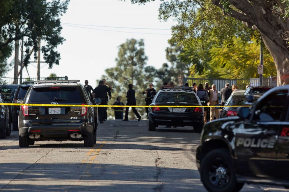 PHOTO: Los Angeles Police cordon off the Belmont High School in Los Angeles, Feb. 1, 2018. 