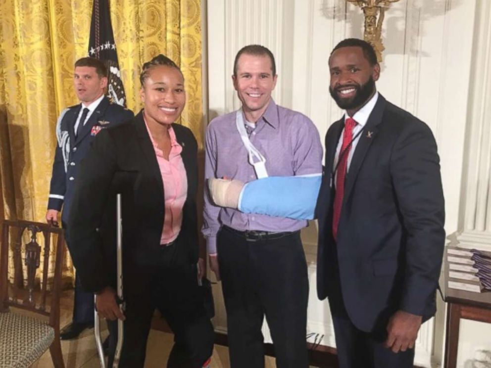 PHOTO: Pictured (L-R) are Capitol Hill police officer Crystal Griner, Matt Mika and Capitol Hill police officer David Bailey.