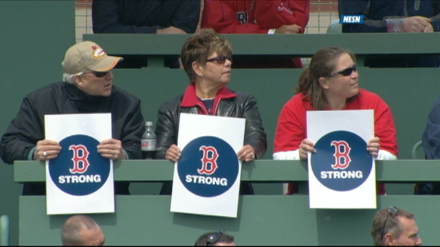 PHOTO: The Red Sox Nation turned out in force Saturday, April 20, 2013 in a defiant display of spirit after a week of terror, as shown in this screengrab from NESN (New England Sports Network).