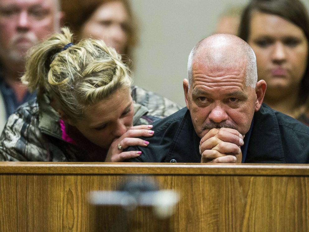 PHOTO: Family of Ken White, who was killed when a rock was thrown from an overpass on Interstate 75, listen as the alleged perpetrators are arraigned on Tuesday, Oct. 24, 2017, in Genesee County District Court in downtown Flint, Mich.