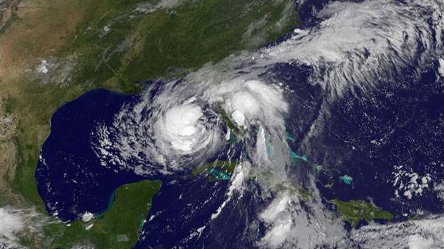 PHOTO: Hurricane Isaac approaches the Gulf Coast on Aug. 27, 2012.